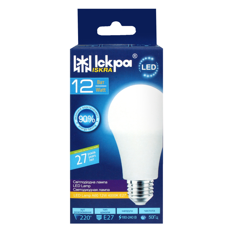 Лампочка Іскра LED Lamp A60 12W 4000K E2