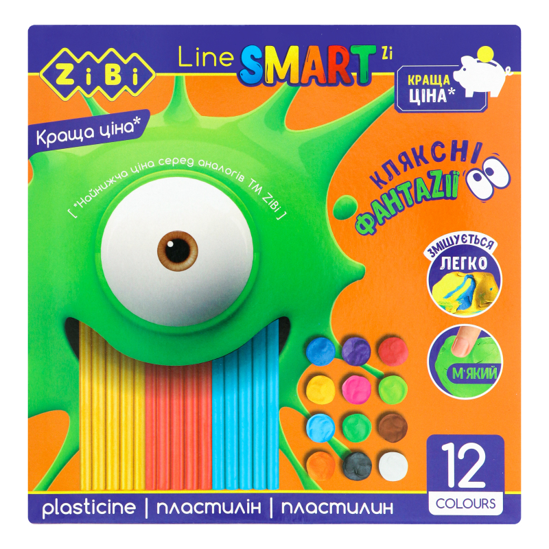 Пластилін Zibi 240г 12кольорів