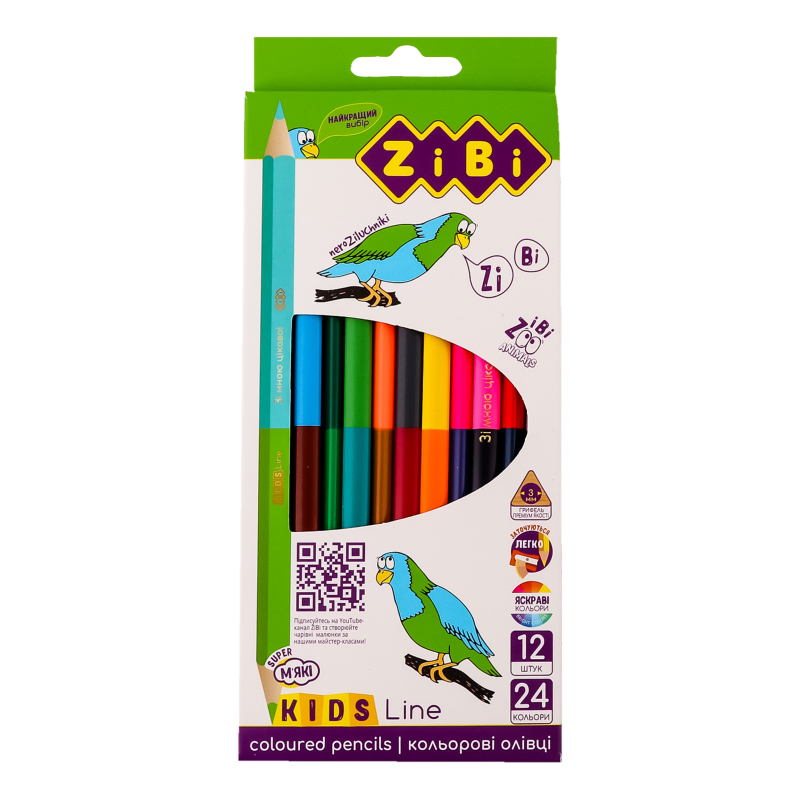 Олівці кольорові ZiBi 12шт 24кол