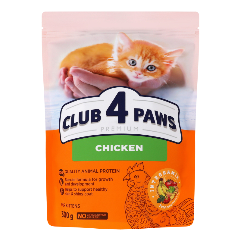 Корм Клуб 4 Лапи дк 300г сух Курка кошен