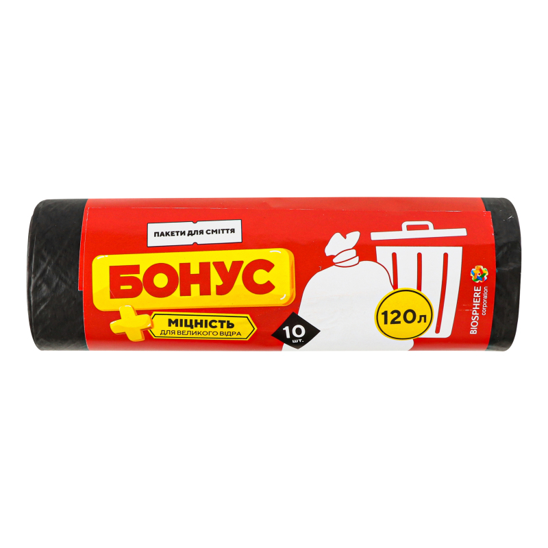 Пакет д/сміття Бонус 120л*10шт 70*100 Ч