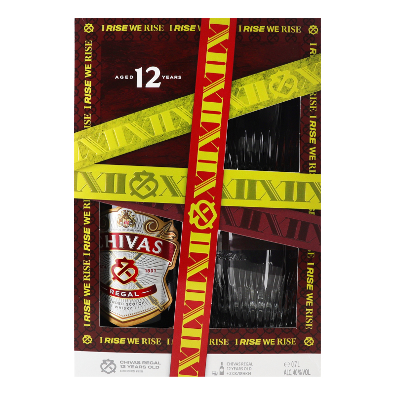 Віскі Chivas Regal 0.7л 12р+2склянки 40%