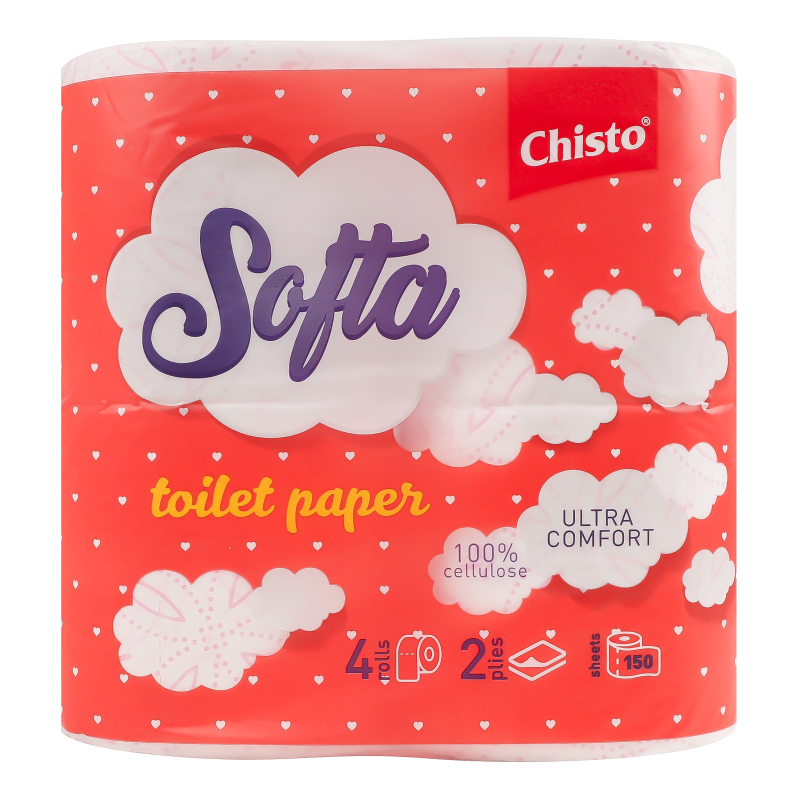 Папір туал Chisto Softa 4шт 2ш біл-рож