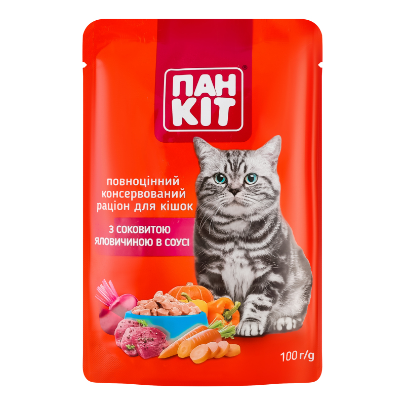 Корм Пан Кот дк 100г Яловичина в соусі