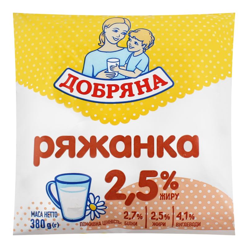 Ряжанка Добряна 2,5% 380г п/пл
