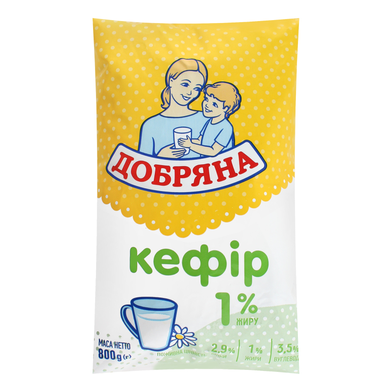 Кефір Добряна 1% 800г п/пл
