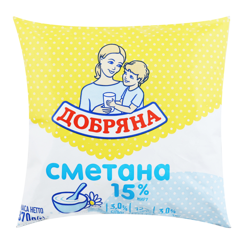 Сметана Добряна 15% 370г п/пл