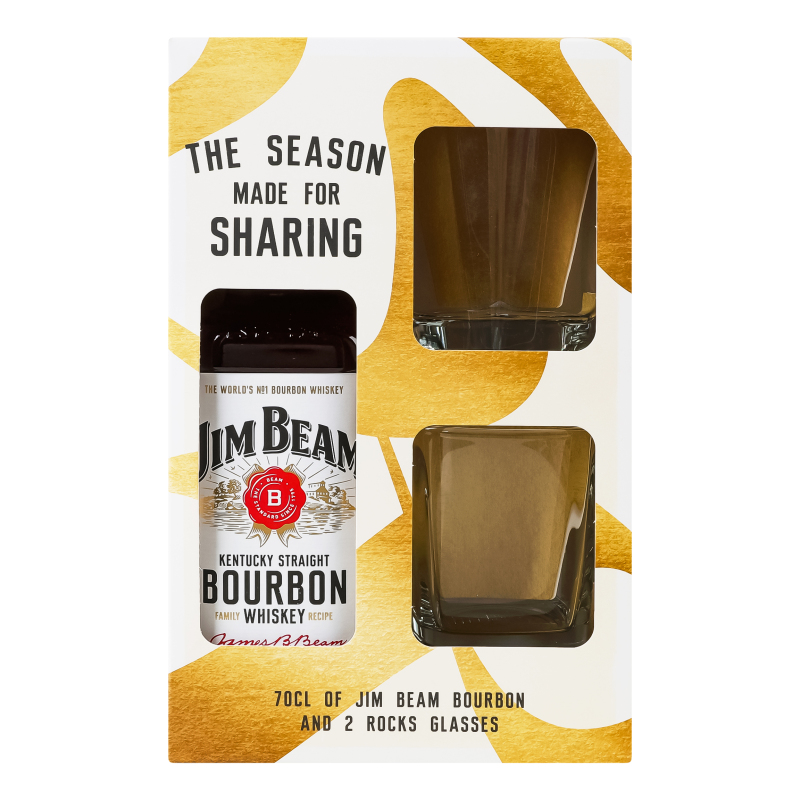 Віскі JimBeam 0,7лBourbonWhite 40%+2стак