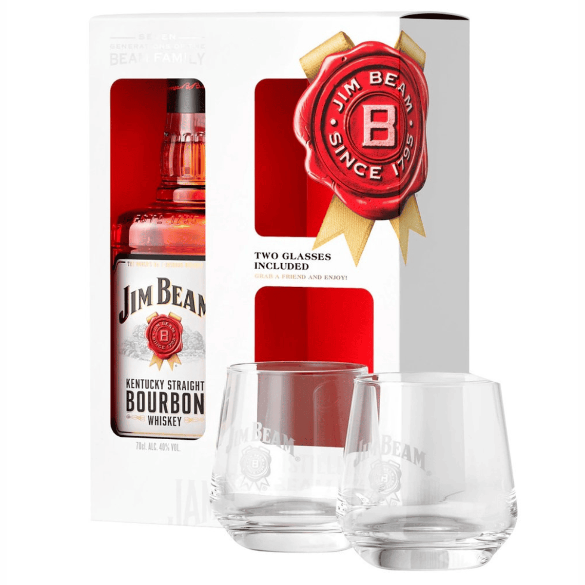 Віскі JimBeam 0,7лBourbonWhite 40%+2стак