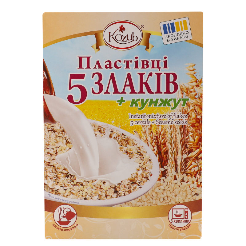 Пластівці КозубПродукт600г 5 злаків+кунж