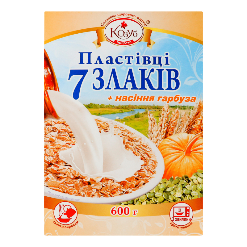 Пластівці КозубПродукт600г 7злаків+гарб