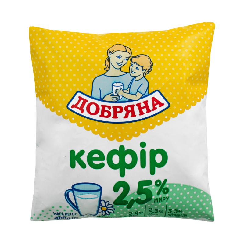 Кефір Добряна 2,5% 400г п/пл