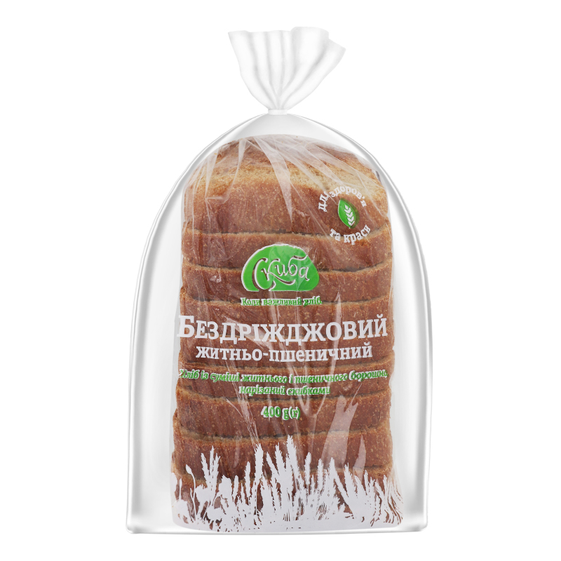 Хліб Скиба 400г Житньо-пшеничний бездріж