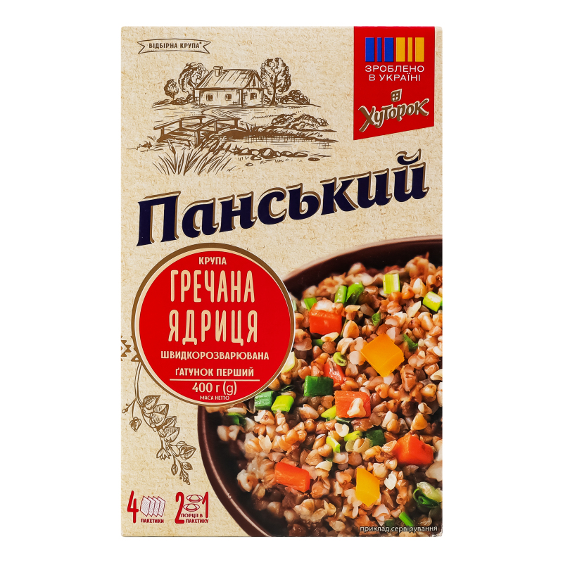 Крупа Хуторок Панський 400г 4пак Гречана