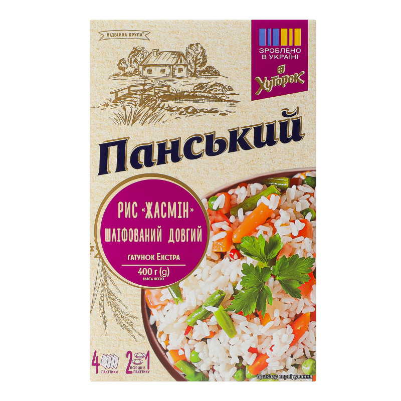 Крупа Хуторок Панський 400г Рис Жасмін ш