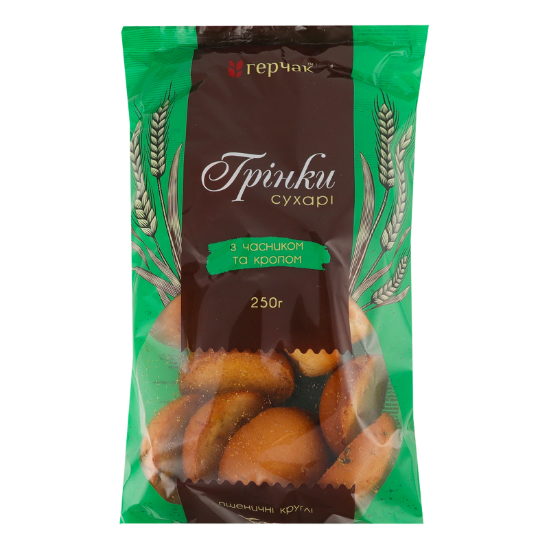 Грінки Герчак 250г часник кріп