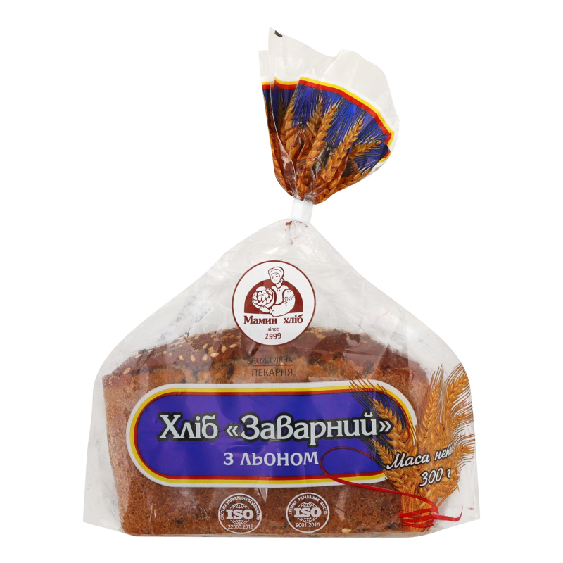 Хліб Мамин Хліб 300г Заварний з льоном