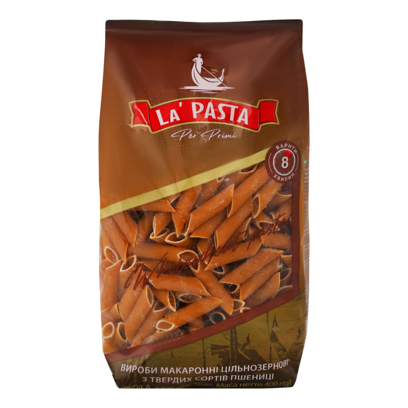 Макарони La Pasta400г Пера цільнозернові