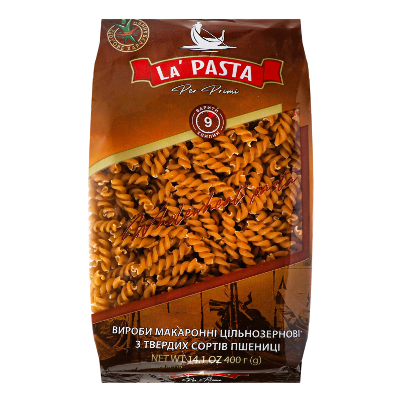 Макарони LaPasta 400г Спіраль цільнозерн