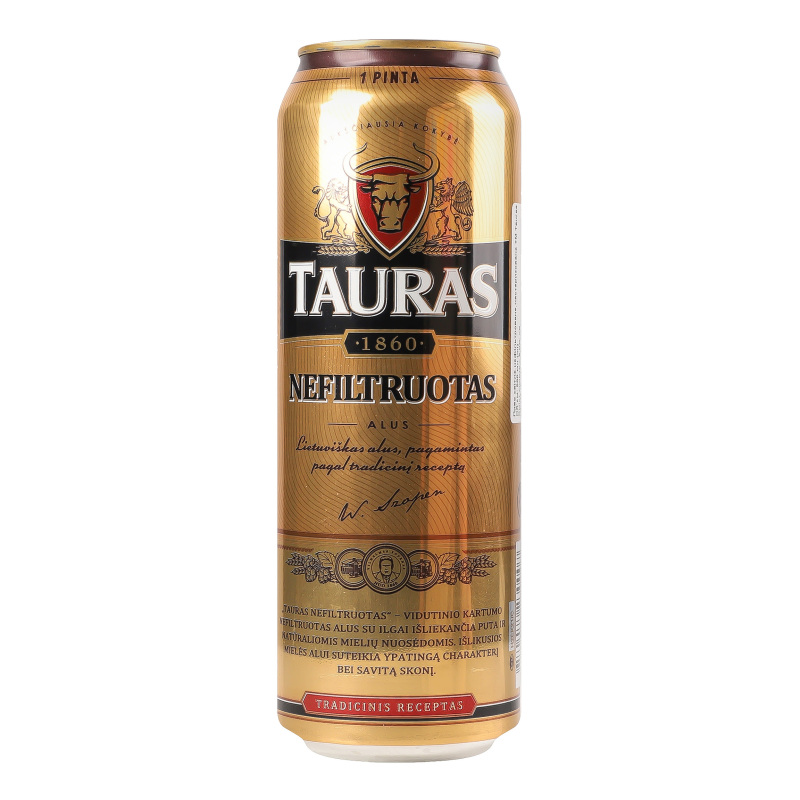 Пиво Tauras 0,568л Nefiltruotas неф ж/б