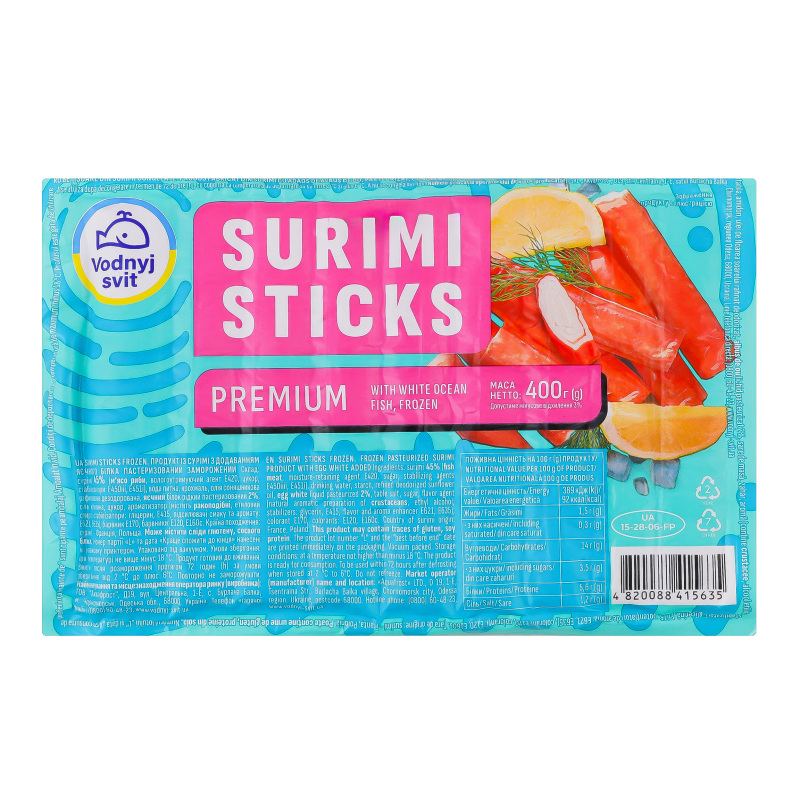 Палички крабові Водний Світ 400г заморож