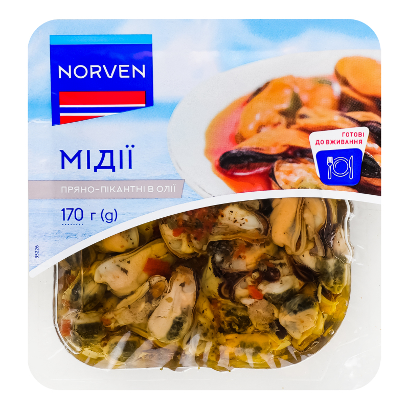 Мідії Norven 170г Пряно-пікантні в/о тф