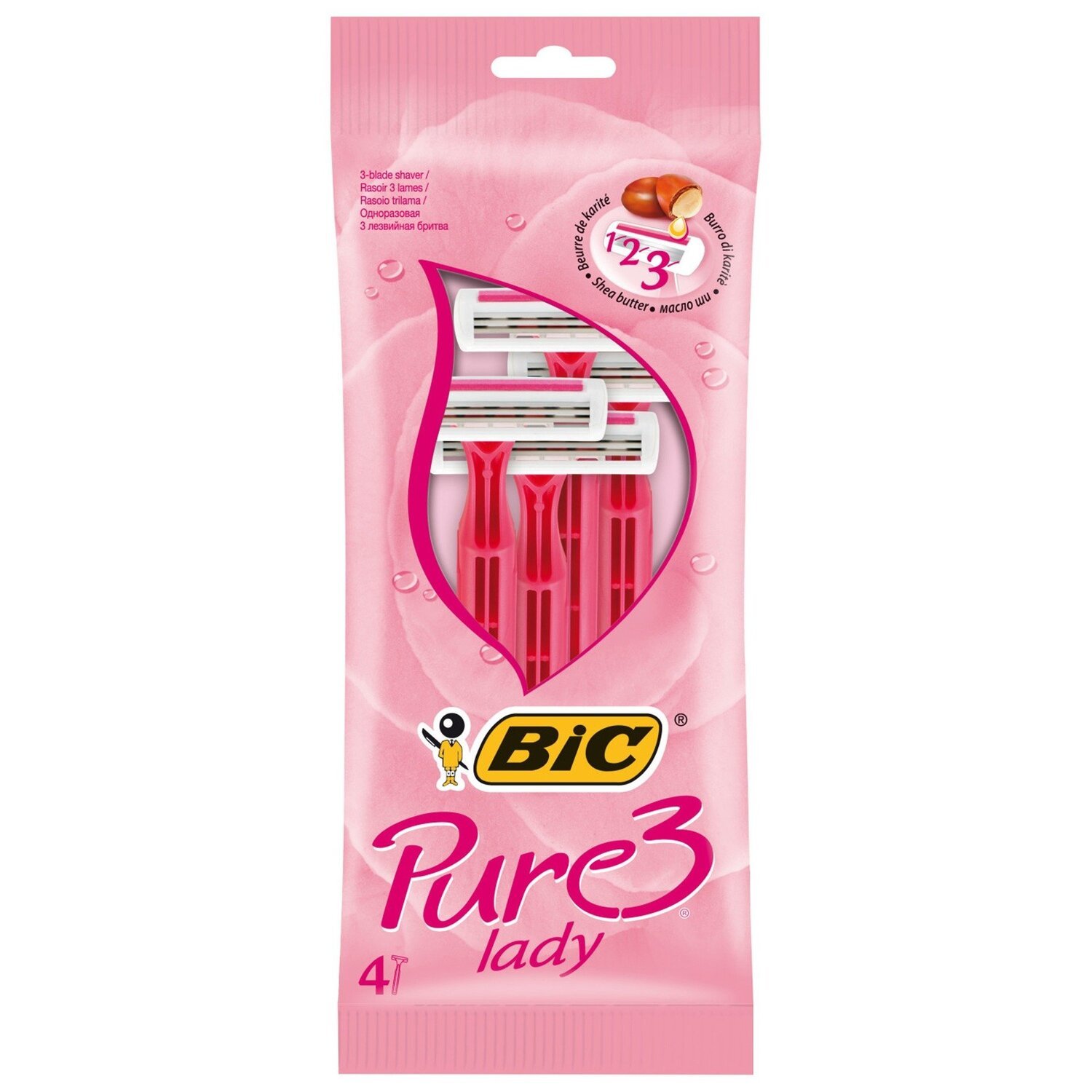 Станок BIC 4+2шт Pure 3 Lady Pink алое