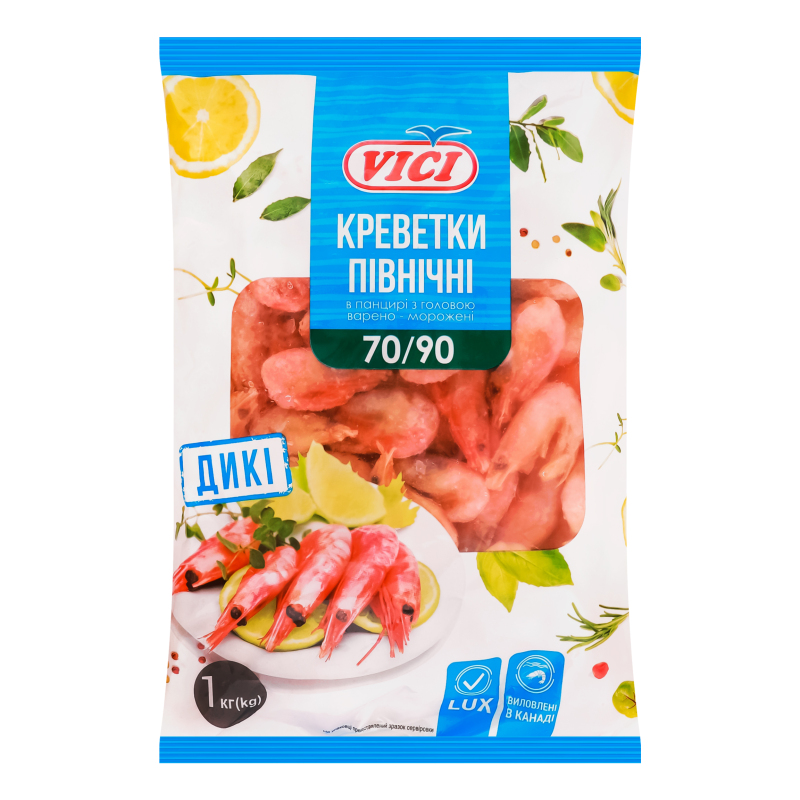 Морепродукти Vici 1кг Креветки 70/90