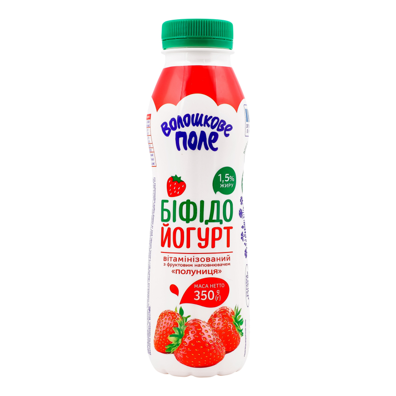 Біфідойогурт ВолошПоле 1,5% 350г Полуниц