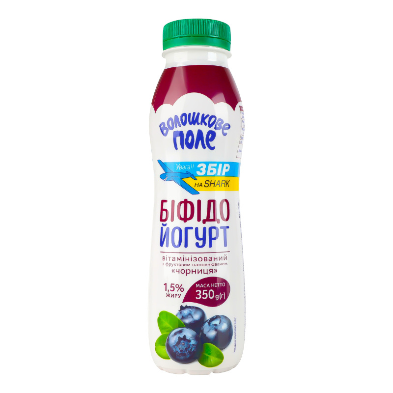 Біфідойогурт ВолошПоле 1,5% 350г Чорниця
