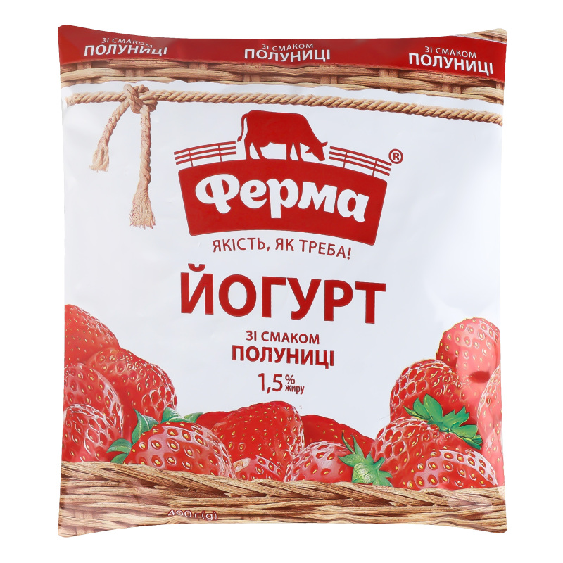 Йогурт Ферма 1,5% 400г Полуниця п/пл