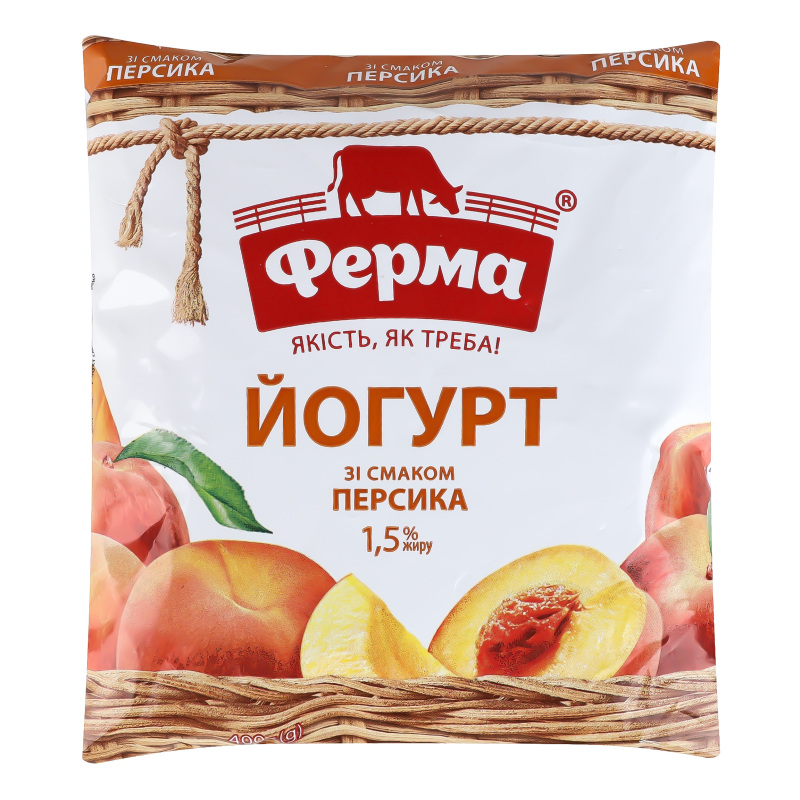 Йогурт Ферма 1,5% 400г Персик п/пл