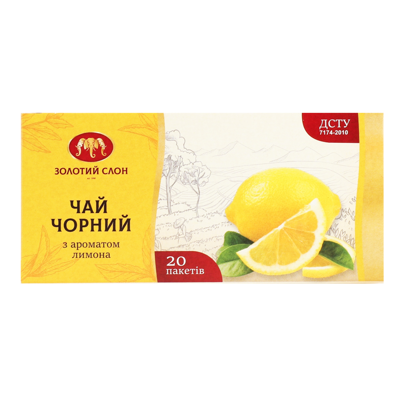 Чай Золотий слон 20шт*1,3г чор Лимон