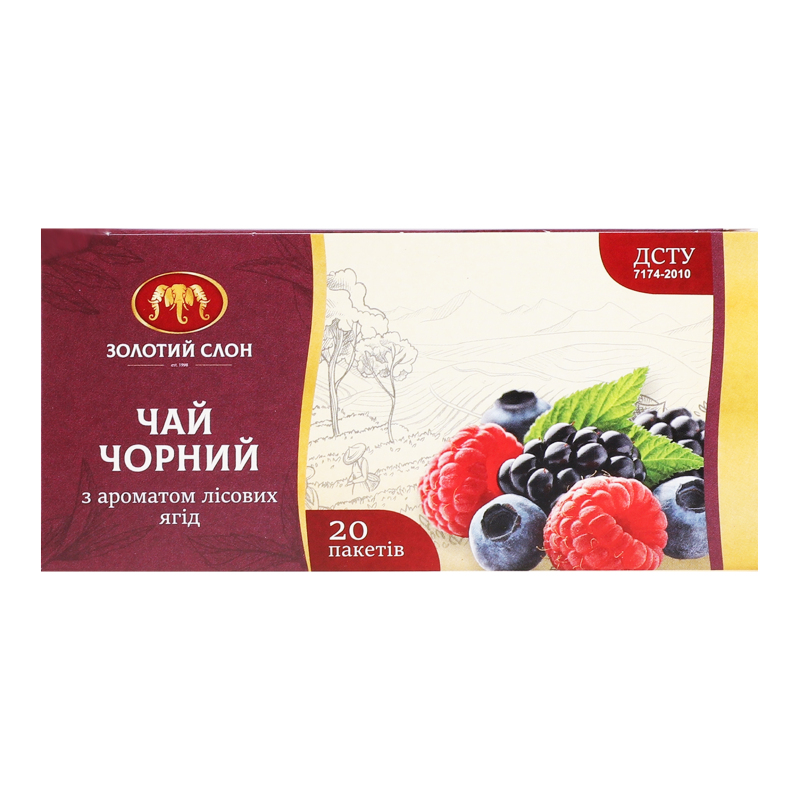 Чай Золотий слон 20шт*1,3г чор Ліс Ягоди