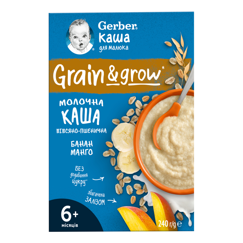 Каша Gerber 240г Пшен-вівс Банан-манг