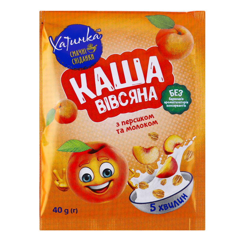 Каша Хатинка 40г Вівсяна персик-вершки