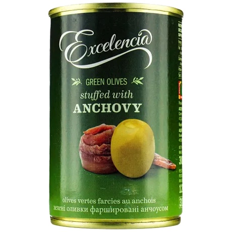 Оливки Excelencia 300гр зел Анчоус