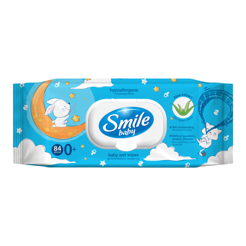 Серветки вологі Smile Baby 84шт Екс Алоє