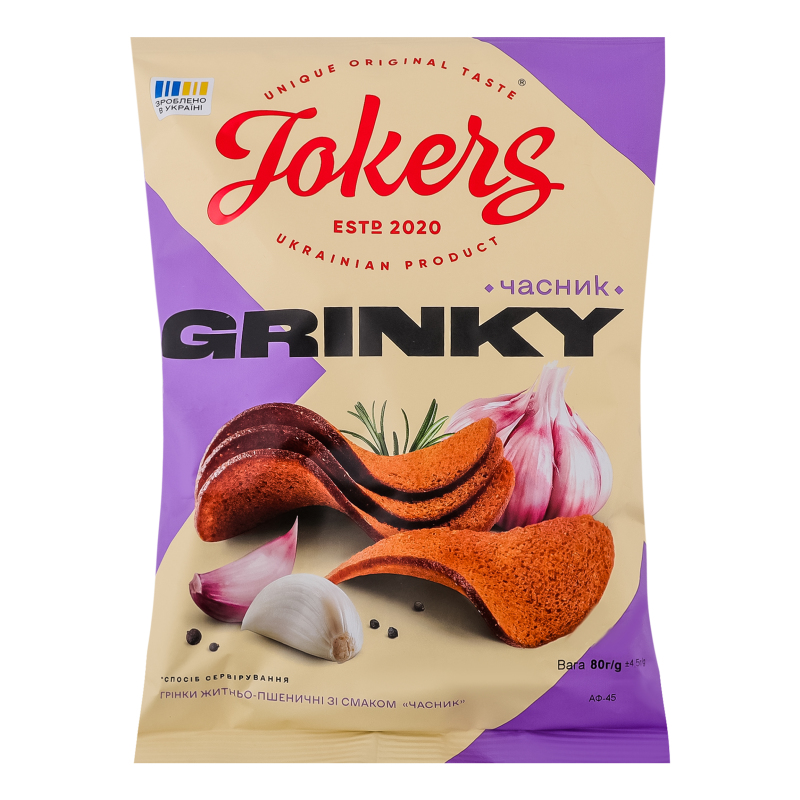 Грінки JokerS 80г Часник