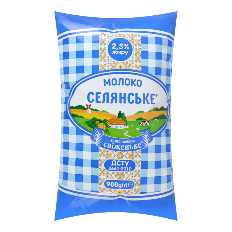 Молоко Селянське 2,5% 900г Ультрап п/пл