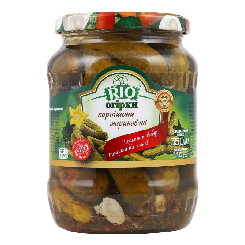 Огірки RIO 550г Корнішони мариновані