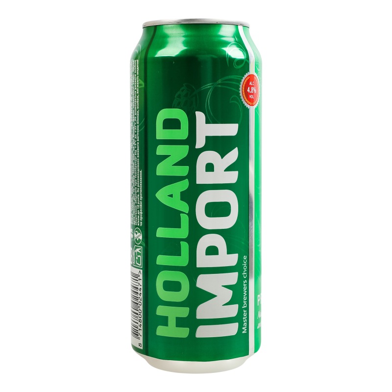 Пиво Holland Import 0,5л Світле ж/б 4,8%