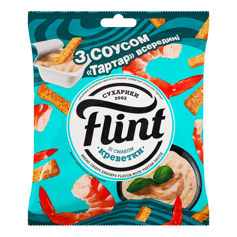 Сухарики Флінт 65г Пш-жит Креветки+Тарт