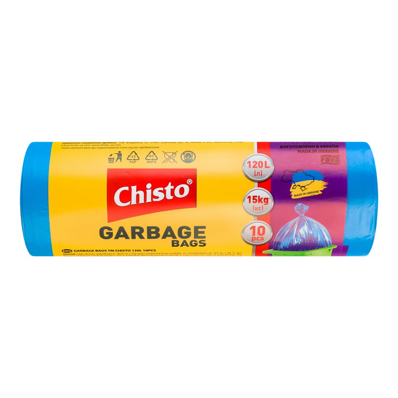 Мішки Chisto 120л 10шт суперміць