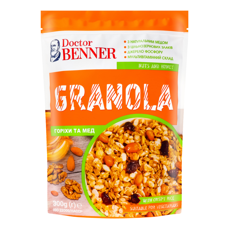Гранола Dr Benner 300г Мед Горіх