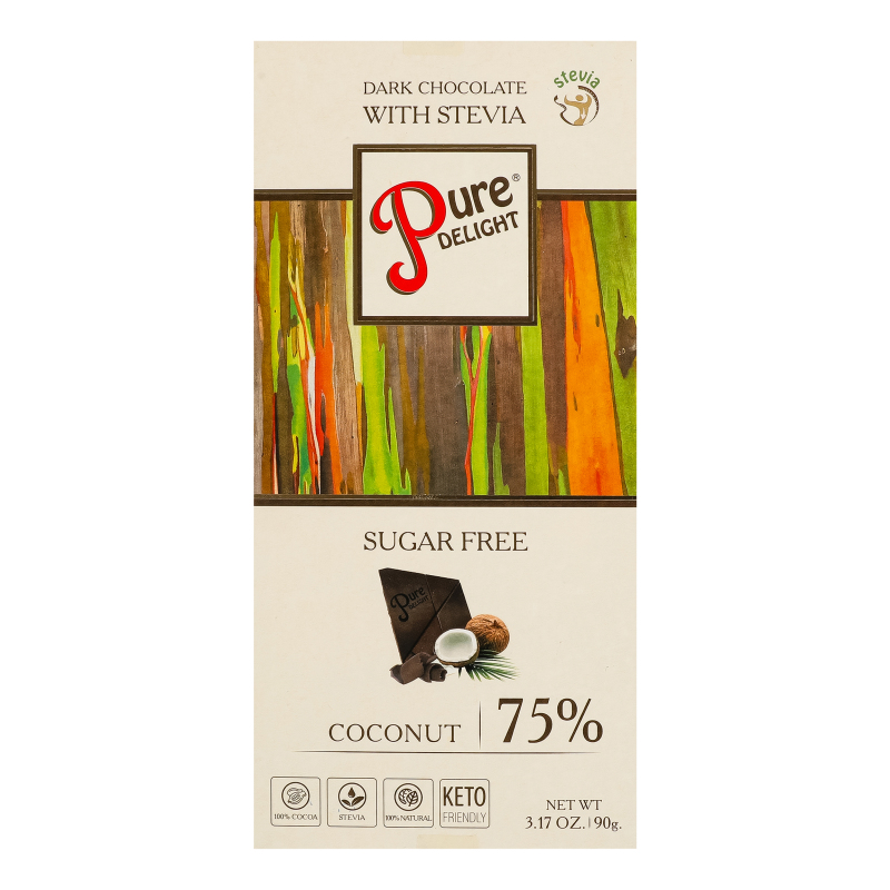 Шоколад Pure Delight 90г з кокосом 75%
