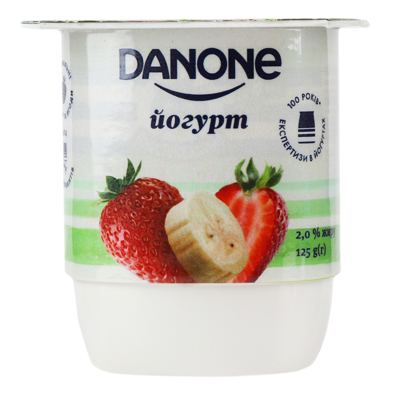 Йогурт Данон 2% 125г Полуниця-банан ст