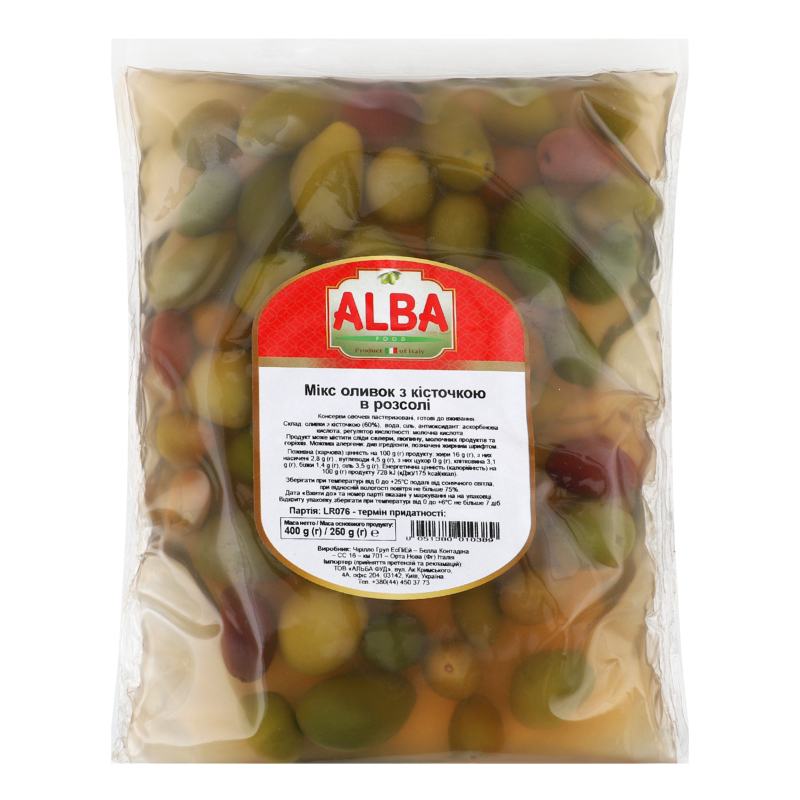 Мікс оливок ALBA 250г з/к