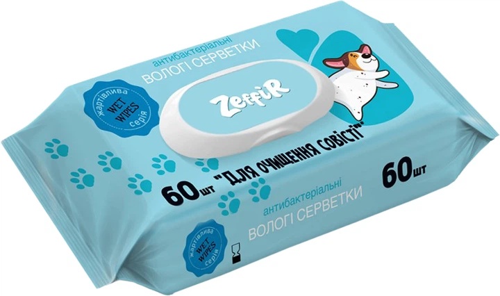 Серветки вол Zeffir 60шт д/очищ карми