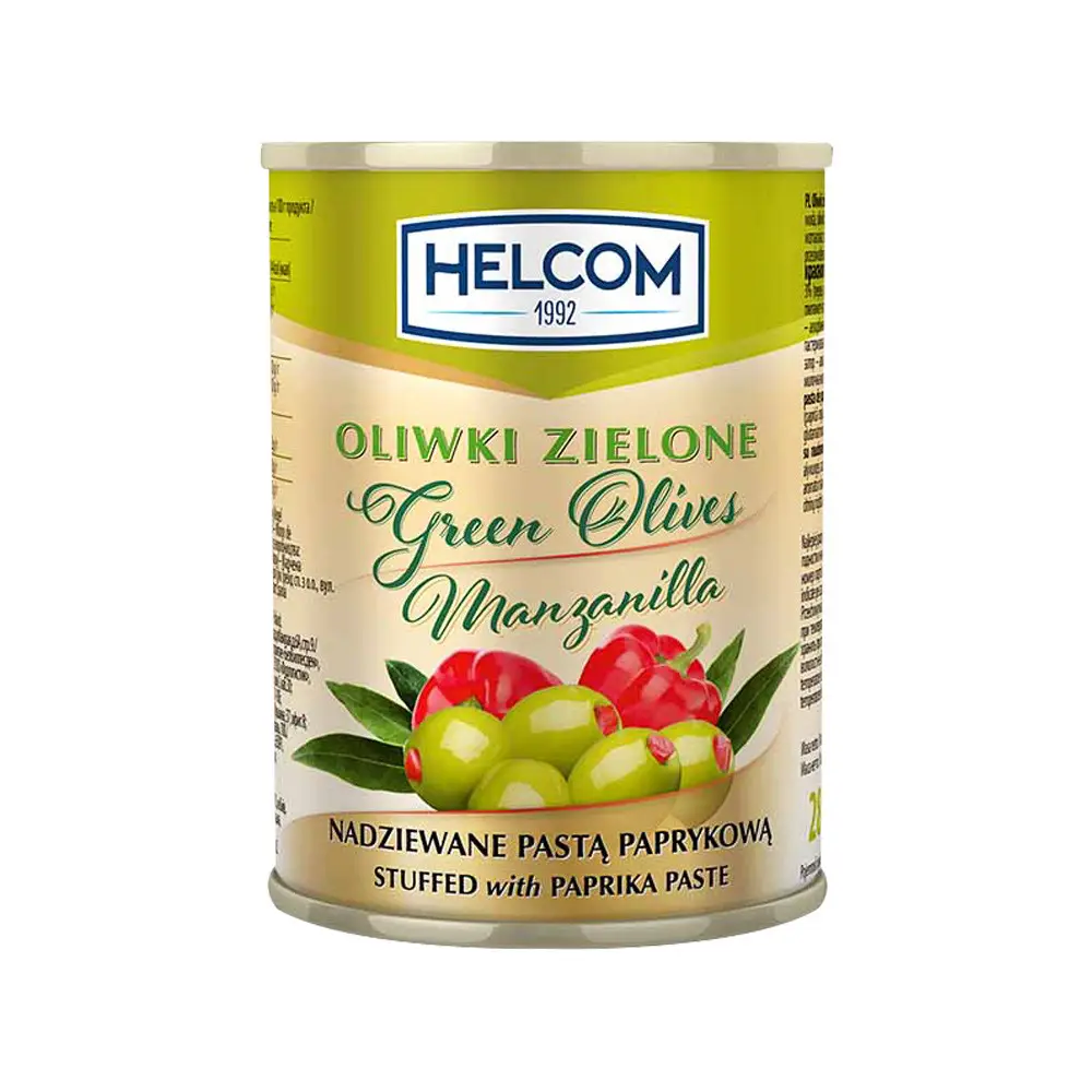 Оливки Helcom 300г Зелені з паприкою
